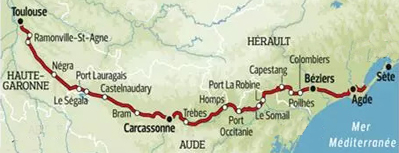 La carte du canal du Midi