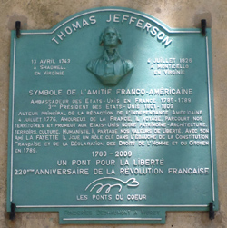 Plaque commmorative Thomas Jefferson